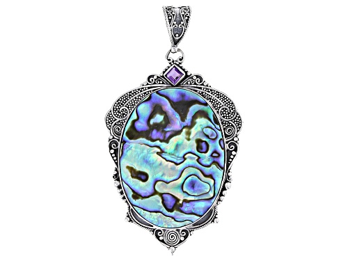 Artisan Collection of Bali™ 38x30mm Abalone Shell & 0.30ct Amethyst Sterling Silver Pendant