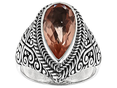 Artisan Collection of Bali™ 3.95ct Morganite Color Quartz Doublet Sterling Silver Ring - Size 10