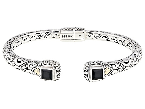Artisan Collection of Bali™1.26ctw Black Sapphire Sterling Silver & 18K Gold Accents Bracelet - Size 6.75