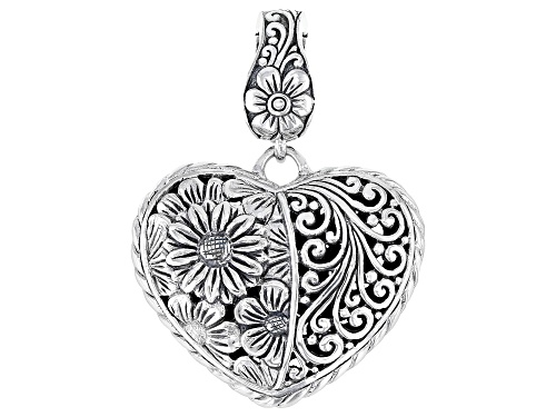Artisan Collection of Bali™ Sterling Silver Floral & Heart Enhancer Pendant