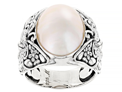 Artisan Collection of Bali™16x12mm White Cultured Mabe Pearl Sterling Silver Butterfly Ring - Size 9