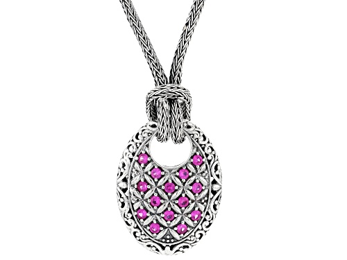 Artisan Collection of Bali™ Lab Created Pink Sapphire Sterling Silver 2.5mm Tulang Naga Necklace - Size 18