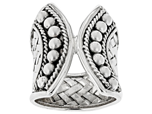 Artisan Collection of Bali™ Sterling Silver Basket Weave & Beaded Corset Ring - Size 8