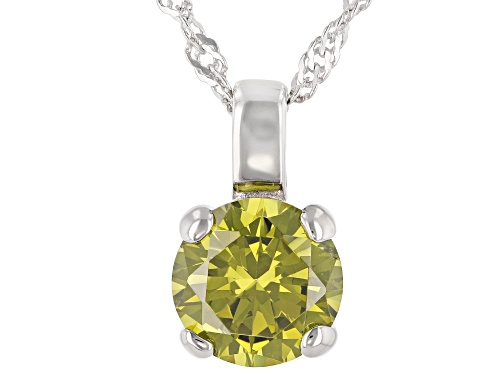 Bella Luce ® 3.54ctw Peridot Simulant Rhodium Over Sterling Silver Pendant With Chain