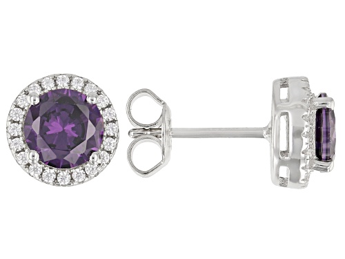 Bella Luce ® 2.80ctw Amethyst And White Diamond Simulants Rhodium Over Sterling Silver Earrings