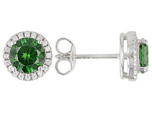 Bella Luce ® 2.80ctw Emerald And White Diamond Simulants Rhodium Over Sterling Silver Earrings