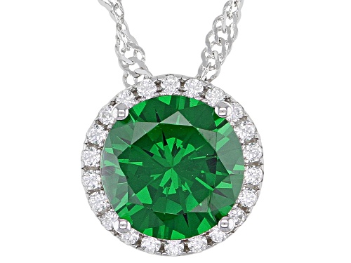 Bella Luce® 3.31ctw Emerald And White Diamond Simulants Rhodium Over Silver Pendant With Chain