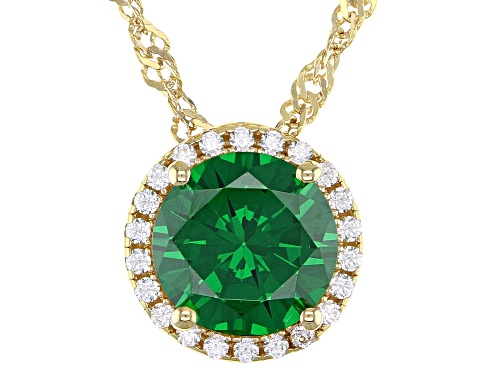 Bella Luce ® 3.31ctw Emerald And White Diamond Simulants Eterno™ Yellow Pendant With Chain
