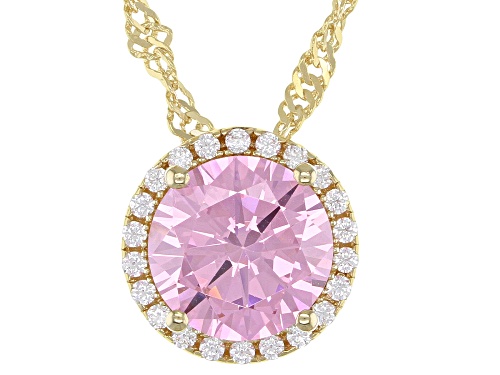 Bella Luce ® 3.72ctw Pink And White Diamond Simulants Eterno™ Yellow Pendant With Chain