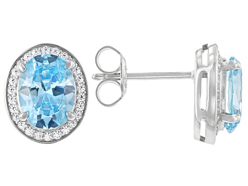 Bella Luce ® 4.51ctw Aquamarine And White Diamond Simulants Rhodium Over Sterling Silver Earrings