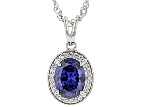 Photo of Bella Luce® Esotica™ Tanzanite And White Diamond Simulants Rhodium Over Silver Pendant With Chain