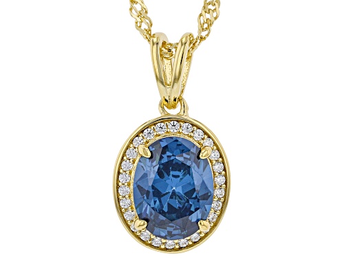 Bella Luce® 3.29ctw Blue Sapphire And White Diamond Simulants Eterno™ Yellow Pendant With Chain