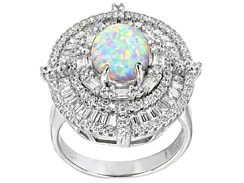 Photo of Bella Luce ® 4.32ctw Opal And White Diamond Simulants Rhodium Over Sterling Silver Ring - Size 5