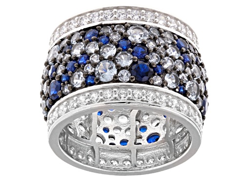 Photo of Bella Luce ® 10.45ctw Blue Sapphire, Blue And White Diamond Simulants Rhodium Over Sterling Ring - Size 5