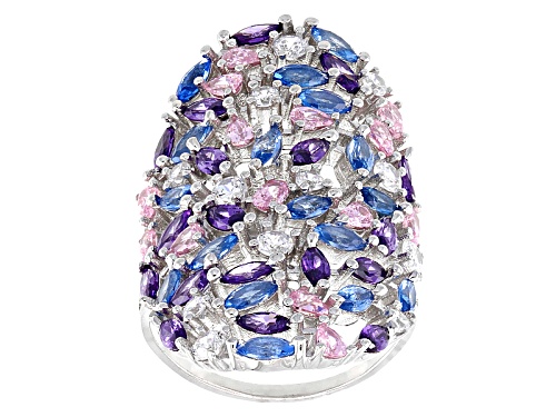 Photo of Bella Luce®8.07ctw Blue, Pink,Purple And White Diamond Simulants Rhodium Over Sterling Silver Ring - Size 7