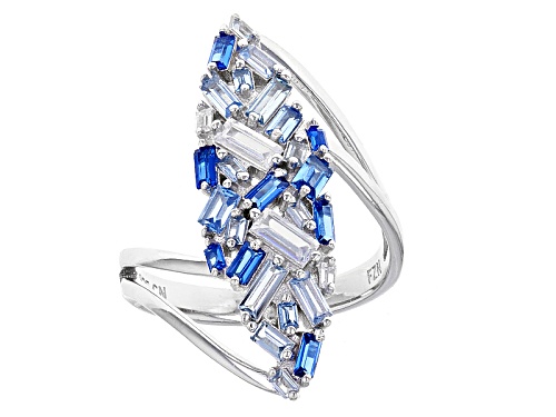 Bella Luce ® 2.62ctw Blue And White Diamond Simulants And Lab Blue Spinel Rhodium Over Silver Ring - Size 5