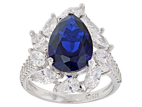 Bella Luce ® 7.62ctw Diamond Simulant And Lab Created Blue Spinel Rhodium Over Sterling Silver Ring - Size 10