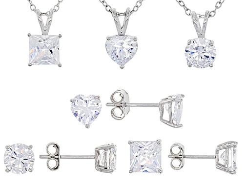 Bella Luce ® 13.72ctw Rhodium Over Sterling Silver Pendants With Chain And Earrings- Set Of 6