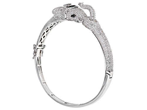 Bella Luce®8.63ctw Emerald,White and Black Diamond Simulants Rhodium Over Silver Elephant Bracelet - Size 7