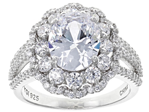 Bella Luce ® 6.34CTW White Diamond Simulant Rhodium Over Sterling Silver Ring (3.72CTW DEW) - Size 12