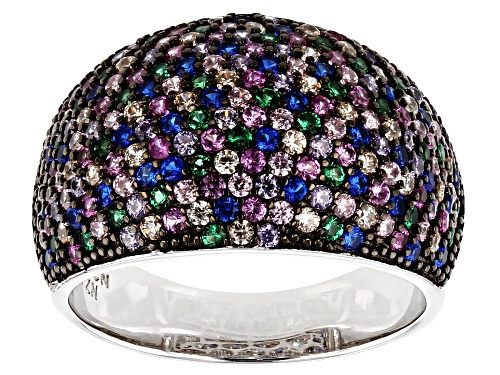 Bella Luce ® 2.03CTW Multicolor Gemstone Simulants Black & White Rhodium Over Sterling Silver Ring - Size 6