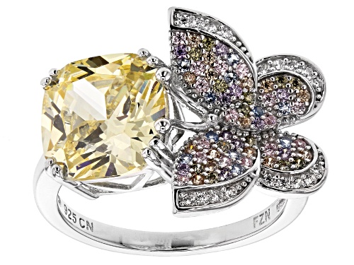 Photo of Bella Luce ® 6.99CTW Multicolor Gemstone Simulants Rhodium Over Silver Butterfly Ring - Size 7