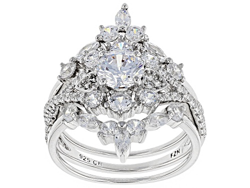 Bella Luce ® 3.38CTW White Diamond Simulant Rhodium Over Sterling Silver Ring With Bands - Size 9