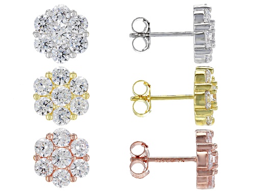 Bella Luce ® 9.86CTW White Diamond Simulant Rhodium Over Silver & Eterno ™ Yellow/Rose Earrings