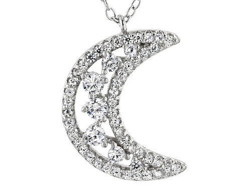 Bella Luce ® 0.85CTW White Diamond Simulant Rhodium Over Sterling Silver Moon Necklace - Size 18