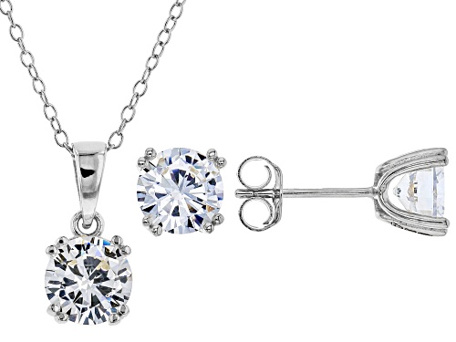 Bella Luce ® 6.19ctw Rhodium Over Sterling Silver Earrings And Pendant With Chain (3.84ctw DEW)