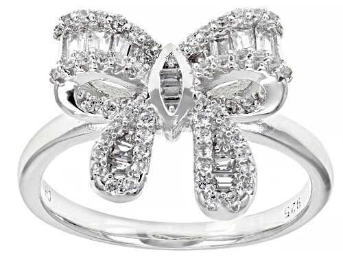 Bella Luce ® 0.93ctw White Diamond Simulant Rhodium Over Silver Bow Ring (0.55ctw DEW) - Size 6