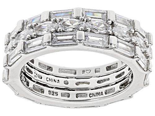 Photo of Bella Luce ® 9.60ctw White Diamond Simulant Rhodium Over Sterling Silver Band Ring Set of 3 - Size 8