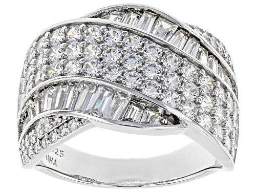 Bella Luce ® 4.03ctw White Diamond Simulant Rhodium Over Sterling Silver Ring (2.22ctw DEW) - Size 6