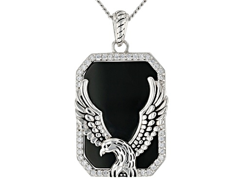 Photo of Bella Luce®15.61ctw Black Onyx And White Diamond Simuant Rhodium Over Silver Mens Pendant With Chain