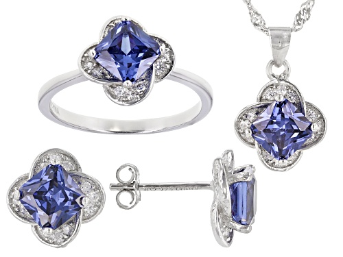 Photo of Bella Luce ® Esotica™ Tanzanite And White Diamond Simulants Rhodium Over Silver Jewelry Set