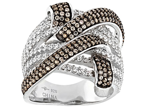 Bella Luce ® 2.84ctw Champagne And White Diamond Simulants Rhodium Over Silver Ring (1.79ctw DEW) - Size 8