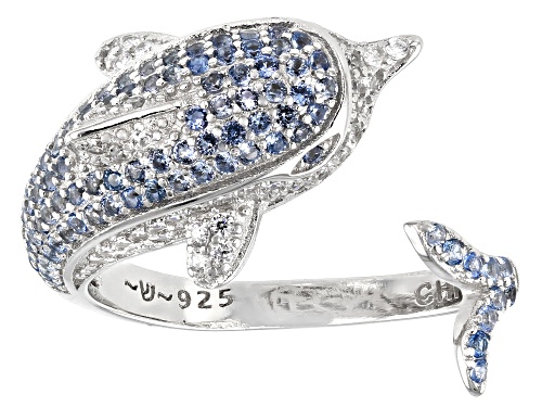 Photo of Bella Luce ® 1.70ctw Blue And White Diamond Simulants Rhodium Over Silver Dolphin Ring (0.99ctw DEW) - Size 6