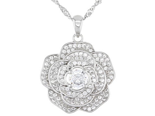 Photo of Bella Luce ® 1.83ctw Rhodium Over Sterling Silver Flower Pendant With Chain (1.11ctw DEW)