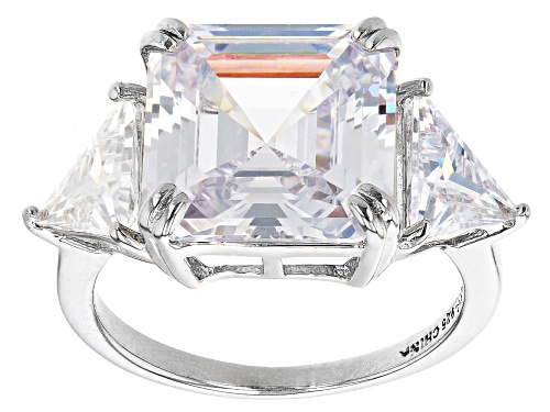 Bella Luce ® 15.24ctw White Diamond Simulant Platinum Over Silver Asscher Cut Ring (11.74ctw DEW) - Size 7