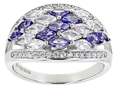 Photo of Bella Luce® Esotica™ 2.43ctw Tanzanite And White Diamond Simulants Rhodium Over Sterling Silver Ring - Size 7