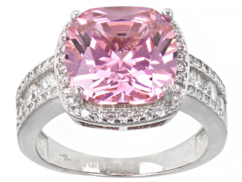 Bella Luce® 9.26ctw Pink And White Diamond Simulants Rhodium Over Sterling Silver Ring (5.57ctw DEW) - Size 10