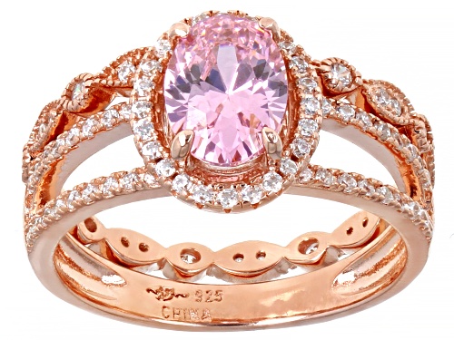 Bella Luce® 2.61ctw Pink And White Diamond Simulants Eterno™ Rose Ring With Band (1.73ctw DEW) - Size 8