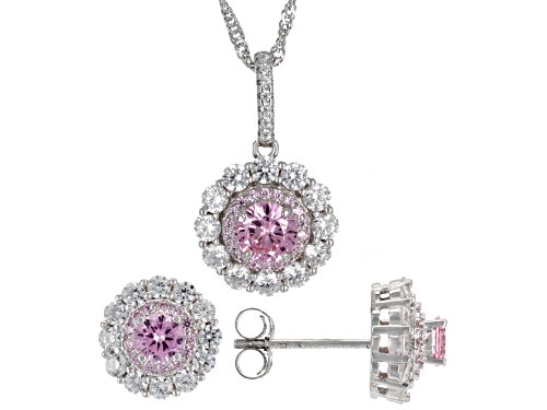 Photo of Bella Luce® 5.50ctw Pink And White Diamond Simulants Rhodium Over Sterling Silver Jewelry Set