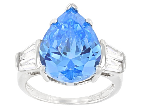Photo of Bella Luce® 13.45ctw Blue And White Diamond Simulants Rhodium Over Silver Ring (7.27ctw DEW) - Size 6
