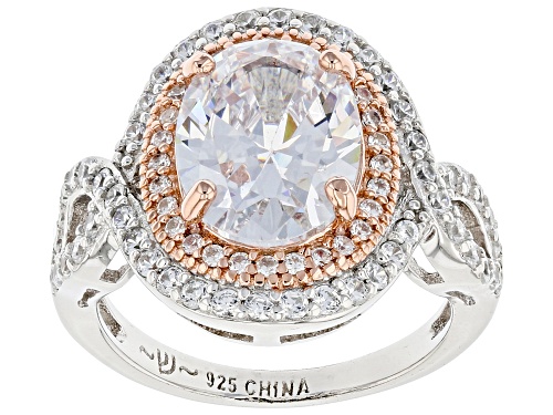 Bella Luce ® 4.77ctw White Diamond Simulants Rhodium And 14K Rose Gold Over Sterling Silver Ring - Size 8