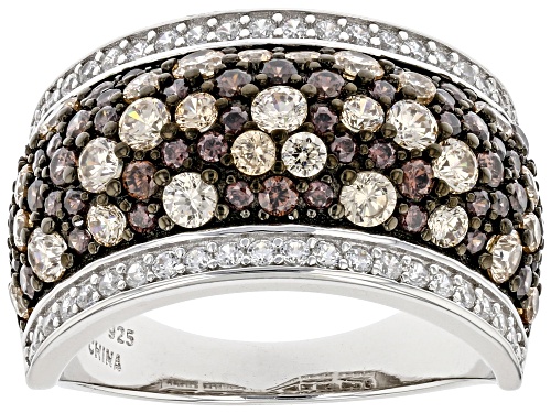 Photo of Bella Luce ® 3.32ctw Mocha, Champagne, And White Diamond Simulants Rhodium Over Silver Ring - Size 5