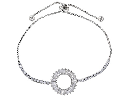 Bella Luce ® 3.43ctw White Diamond Simulant Rhodium Over Silver Adjustable Bracelet (2.22ctw DEW)