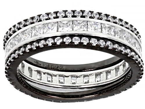 Photo of Bella Luce ® 2.94ctw White Diamond Simulant Rhodium And Black Rhodium Over Silver Band Ring Set - Size 7