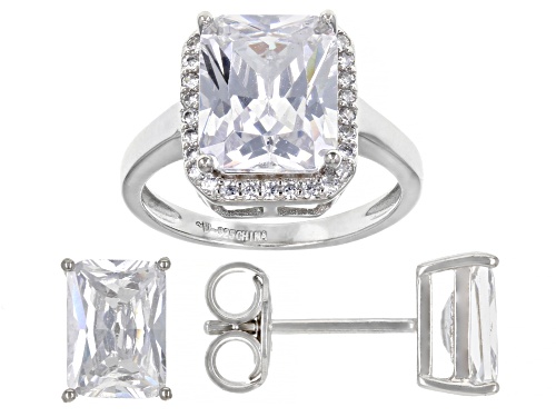 Photo of Bella Luce ® 10.48ctw White Diamond Simulant Rhodium Over Silver Ring And Earring Set (7.53ctw DEW)