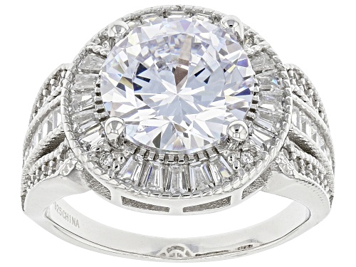 Bella Luce ® 7.47ctw White Diamond Simulant Rhodium Over Sterling Silver Ring (4.55ctw DEW) - Size 6